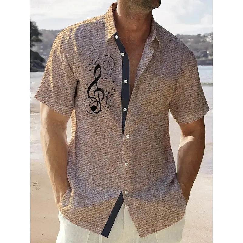 Men's Hawaiian Casual Short Sleeve Pocket Collar Shirt