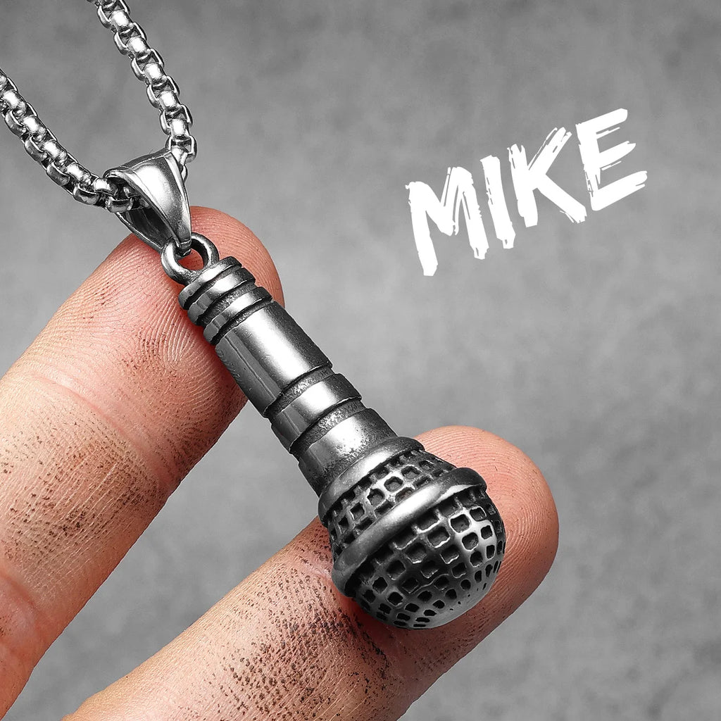 Microphone Men Necklaces Pendant Stainless Steel Jewelry