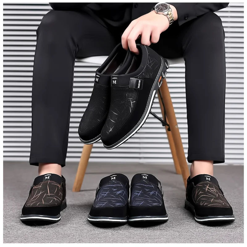 Men's Leather Slip-On Loafers Work Flats Shoes Big Size