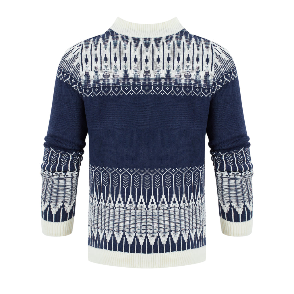 Men's Crewneck Pullover Sweater Unisex Fair Isle Long Sleeve Knitted Sweater