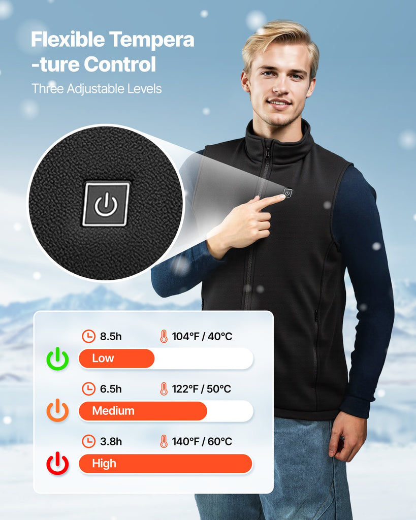 Heated Vest, Men Electric Heating Vest With 16000 MAh Battery Pack, 6 Heating Zones Lightweight Rechargeable Winter-Vest With 3 Levels, For Outdoor Hiking Camping Fishing Skiing, Size M