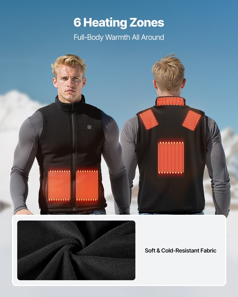 Heated Vest, Men Electric Heating Vest With 16000 MAh Battery Pack, 6 Heating Zones Lightweight Rechargeable Winter-Vest With 3 Levels, For Outdoor Hiking Camping Fishing Skiing, Size M