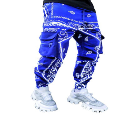 Cashew Flower Casual Harem Pants Men's Loose High Street Multi-Pocket Overalls