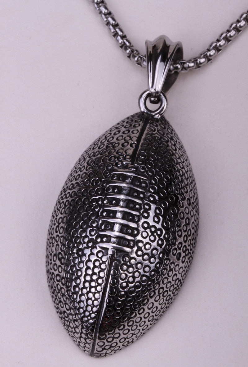 Football stainless steel necklace for men  pendant chain biker heavy jewelry